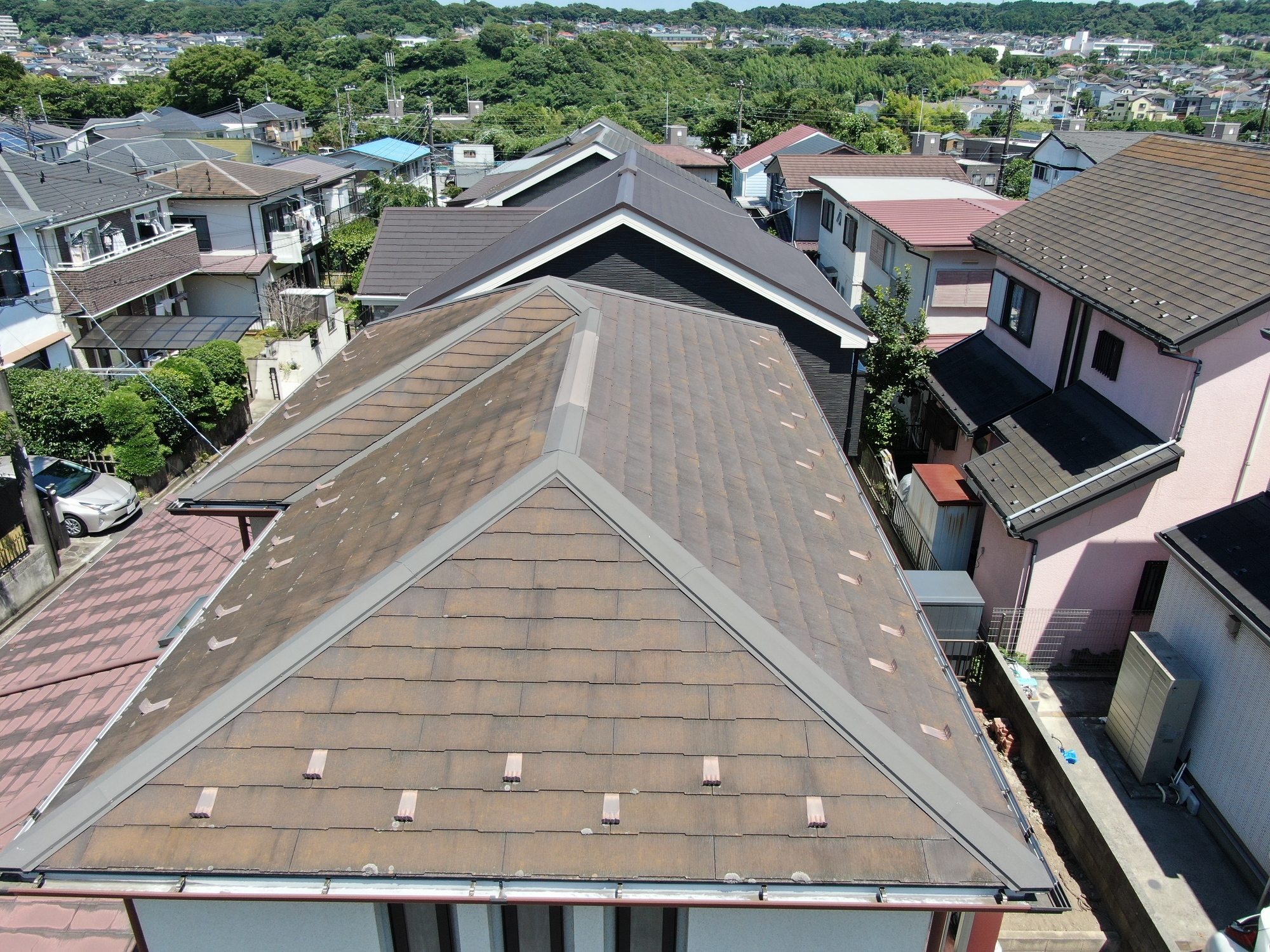 施工前 築19年 カラーベスト 外壁リシン仕上げ